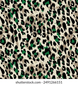 colorful Leopard Skin Texture Pattern Vector. Seamless Animal Skin Pattern. Leopard Camouflage animal. Leopard pattern textile design watercolor animal safari design art.