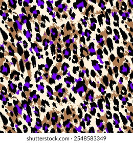 Vetor de padrão de textura de pele de leopardo colorido. Padrão De Pele De Animal Sem Costura. Leopardo Camuflagem animal. Leopard padrão têxtil projeto aquarela animal safári design arte.