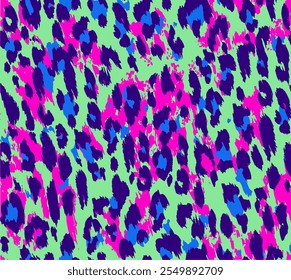 colorful Leopard Skin Texture Pattern Vector. Seamless Animal Skin Pattern. Leopard Camouflage animal. Leopard pattern textile design watercolor animal safari design art.