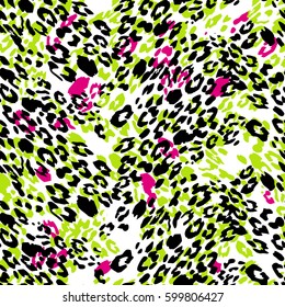 Colorful leopard vector trend pattern seamless.