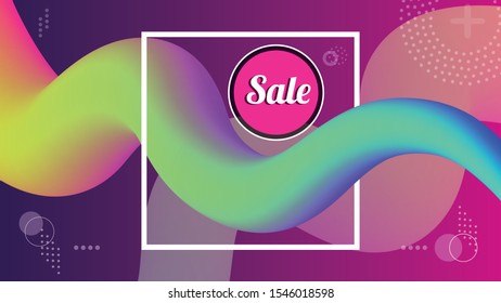 colorful lequid abstract background design theme sale banner pattern and memphis 