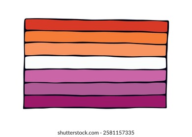 Colorful Lesbian pride flag Happy pride day LGBTQ community Pride Month Vector hand drawn doodle for posters, stickers, logo, cards