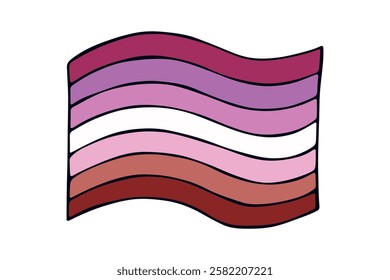 Colorful Lesbian pride flag Happy pride day LGBTQ community Pride Month Vector hand drawn doodle for posters, stickers, logo, cards