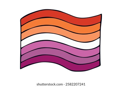 Colorful Lesbian pride flag Happy pride day LGBTQ community Pride Month Vector hand drawn doodle for posters, stickers, logo, cards