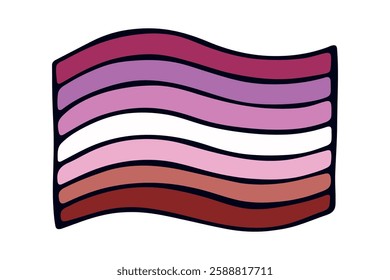 Colorful Lesbian pride flag Happy pride day LGBTQ community Pride Month Vector hand drawn doodle for posters, stickers, logo, cards