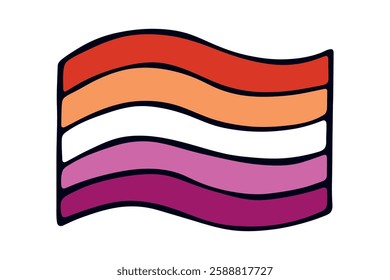 Colorful Lesbian pride flag Happy pride day LGBTQ community Pride Month Vector hand drawn doodle for posters, stickers, logo, cards