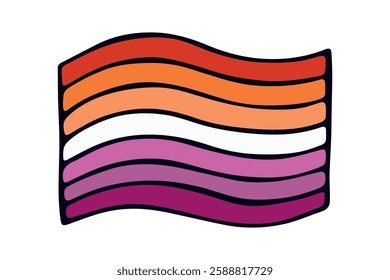 Colorful Lesbian pride flag Happy pride day LGBTQ community Pride Month Vector hand drawn doodle for posters, stickers, logo, cards