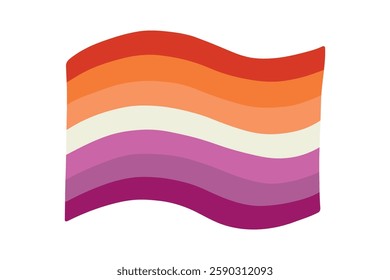 Colorful Lesbian pride flag Happy pride day LGBTQ community Pride Month Vector hand drawn doodle for posters, stickers, logo, cards