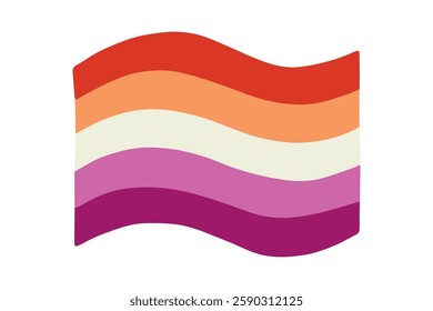 Colorful Lesbian pride flag Happy pride day LGBTQ community Pride Month Vector hand drawn doodle for posters, stickers, logo, cards