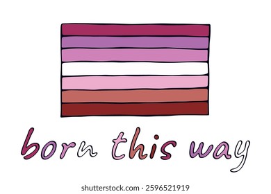 Colorful Lesbian pride flag Happy pride day LGBTQ community Pride Month Vector hand drawn doodle for posters, stickers, logo, cards