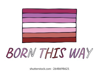 Bandeira do orgulho lésbico feliz Dia do orgulho LGBTQ comunidade Orgulho Mês do Orgulho Vetor mão desenhada rabiscar para cartazes, adesivos, logotipo, cartões