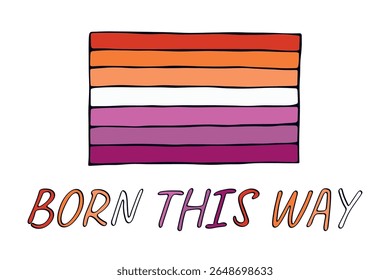 Bandeira do orgulho lésbico feliz Dia do orgulho LGBTQ comunidade Orgulho Mês do Orgulho Vetor mão desenhada rabiscar para cartazes, adesivos, logotipo, cartões