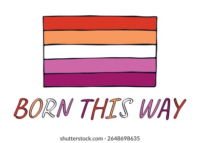 Colorful Lesbian pride flag Happy pride day LGBTQ community Pride Month Vector hand drawn doodle for posters, stickers, logo, cards