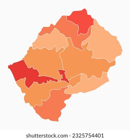 La colorida Ilustración de Mapa Dividido de Lesoto, puede ser utilizada para diseños de negocios, diseños de presentaciones o cualquier diseño adecuado.