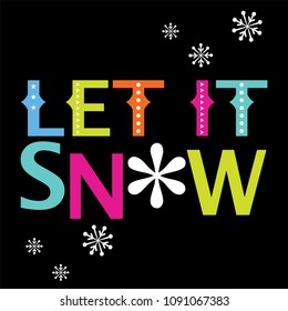 colorful let it snow christmas greeting card