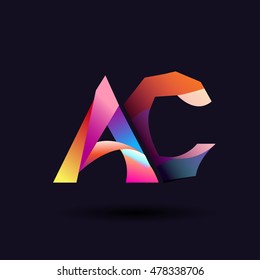 colorful Letter AC vector initial logo symbol.