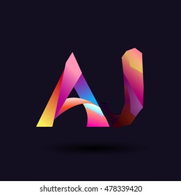 colorful Letter AJ vector initial logo symbol.