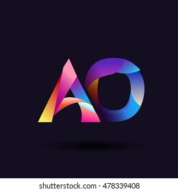 colorful Letter AO vector initial logo symbol.