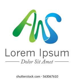 colorful Letter AWS vector initial logo symbol