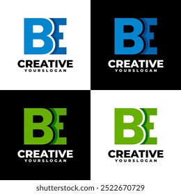 colorful letter b e logo design   