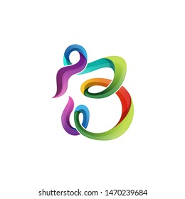 colorful Letter B gradient 3d logo vector, multi colour letter icon template.