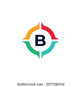 Colorful Letter B Inside Compass Logo Design Template Element