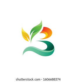 colorful letter B with plant logo design