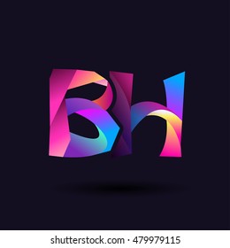 colorful Letter BH vector initial logo symbol.