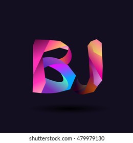 colorful Letter BJ vector initial logo symbol.