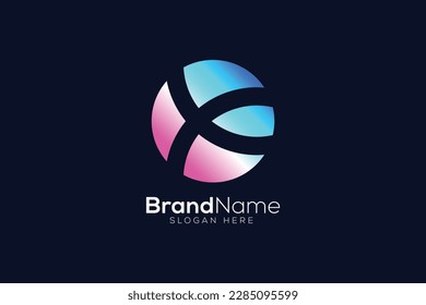 Colorful letter C abstract logo design template