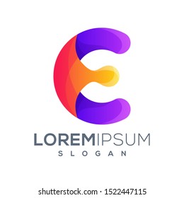colorful letter C E logo design