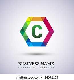 Colorful Letter C logo design in the hexagon. Symbol for your business or company identity.