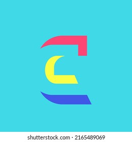 Colorful Letter C Modular Typeface, With Sharp, Bold, Masculine, But Playful Style. Perfect For Personal Brand Logo, Abbreviation, Title, Etc