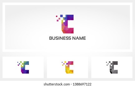 Colorful Letter C Pixel Eroded