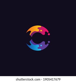 Colorful Letter C Wave Surf Logo