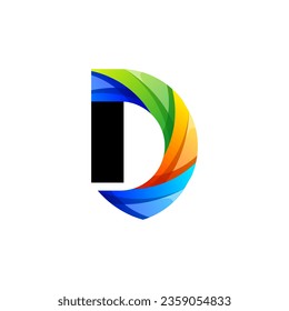 colorful letter D gradient icon logo design 