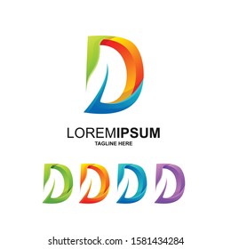 Colorful Letter D with Leaf Logo Design
