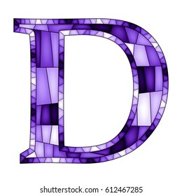 Colorful letter D. Upper letter. Alphabet Collection. Abc letters set. Ornate abc design for book, poster, card, print etc. Stained glass window mosaic style. Vector illustration.