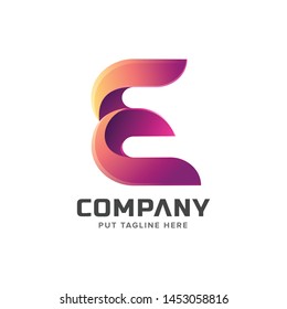 Colorful letter E initial logo collection 