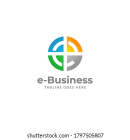 Colorful Letter E Logo - Business Monogram Vector Template - Initial Icon and Symbol Illustration