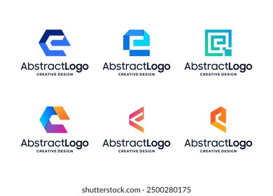 Colorful letter E logo design with abstract concept