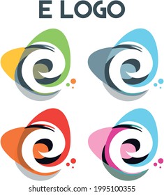 colorful letter e logo with swirl shape