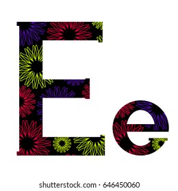 colorful letter E made out of abstract pattern