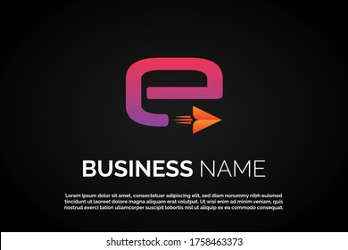 Colorful Letter E With Paper plane icon for Initial Letter Logo For Your Freight Company Name, Alphabet Logo Template Ready For Use, Modern Initial Logo
