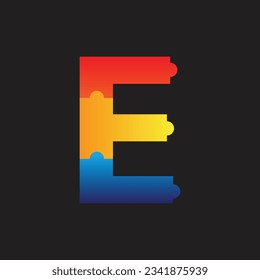 Colorful Letter E Puzzle Logo, Background Simple Design