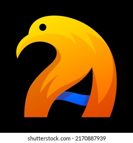 colorful letter a eagle gradient logo design