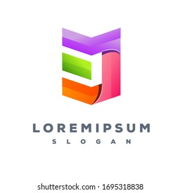 Colorful letter ED logo design ready to use