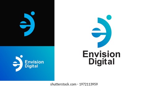 Colorful letter ED logo vector template. Business corporate letter E logo design vector. Letter E logo for technology. Illustration vector