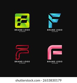 Logo lettre F coloré avec style dégradé. Logo Abstrait, créatif, Professionnel et minimaliste pour les entreprises, identité de la marque et démarrage Eps10