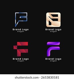 Logo lettre F coloré avec style dégradé. Logo Abstrait, créatif, Professionnel et minimaliste pour les entreprises, identité de la marque et démarrage Eps10
